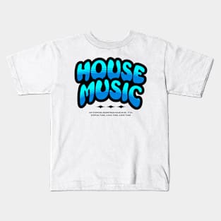 HOUSE MUSIC - Bubble Outline Two Tone (Black/blue) Kids T-Shirt